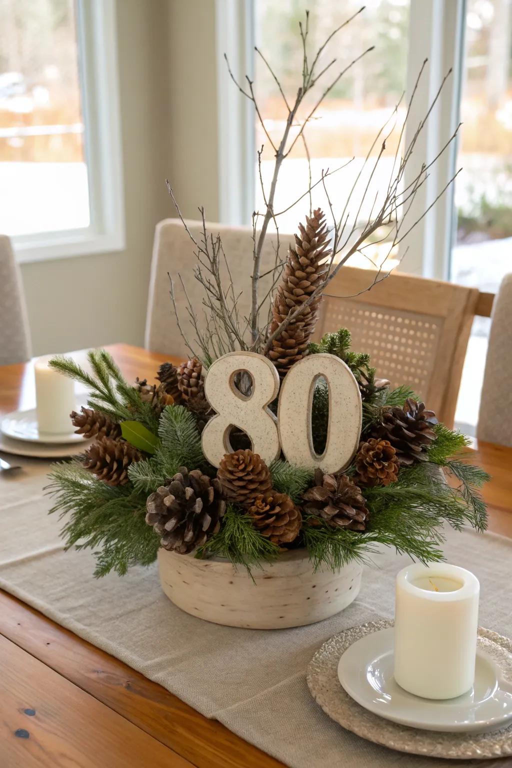 Nature-inspired elements add depth and texture to any centerpiece design.