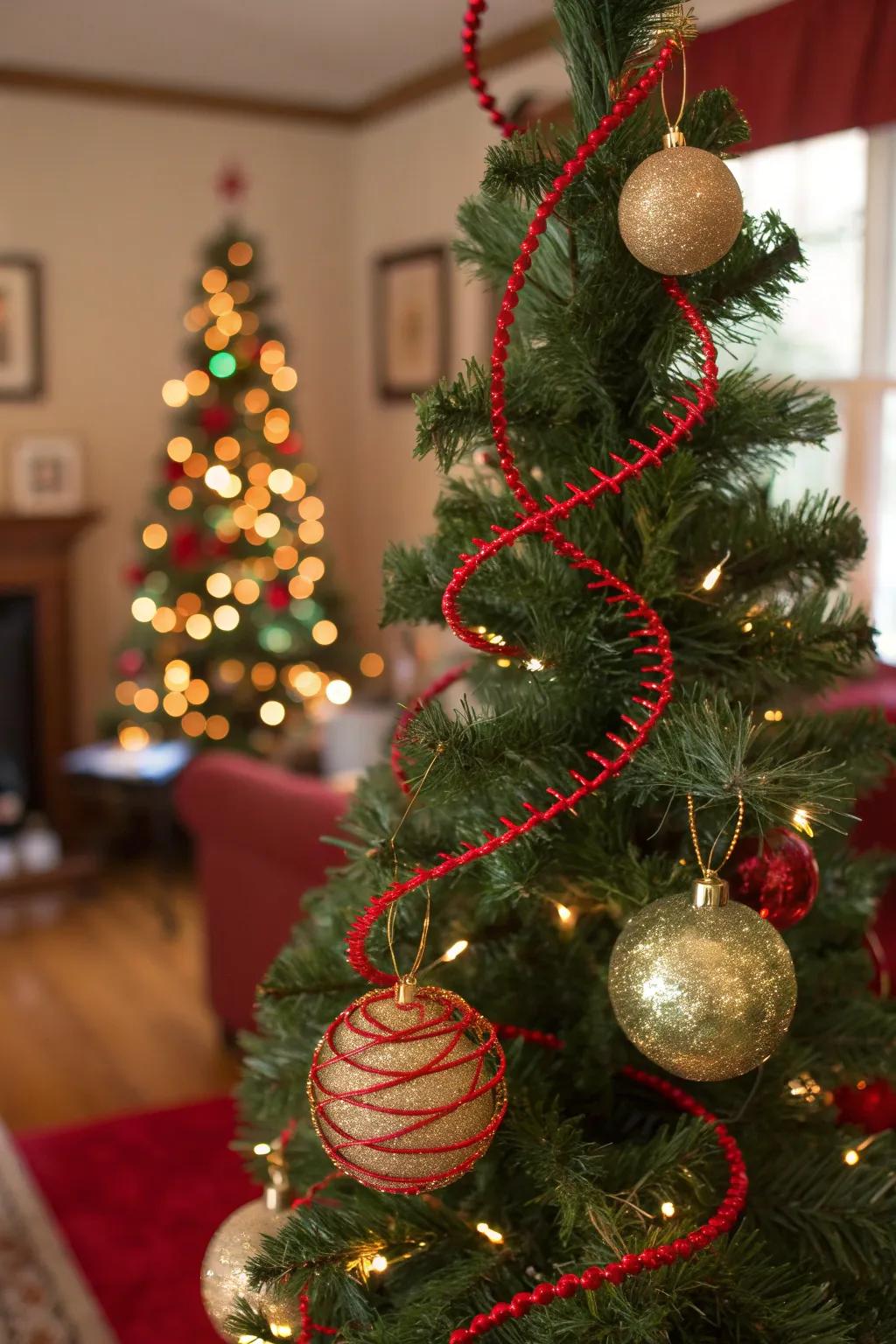 Add a twist to your tree with DIY pipe cleaner spirals that bring a fun and festive flair.