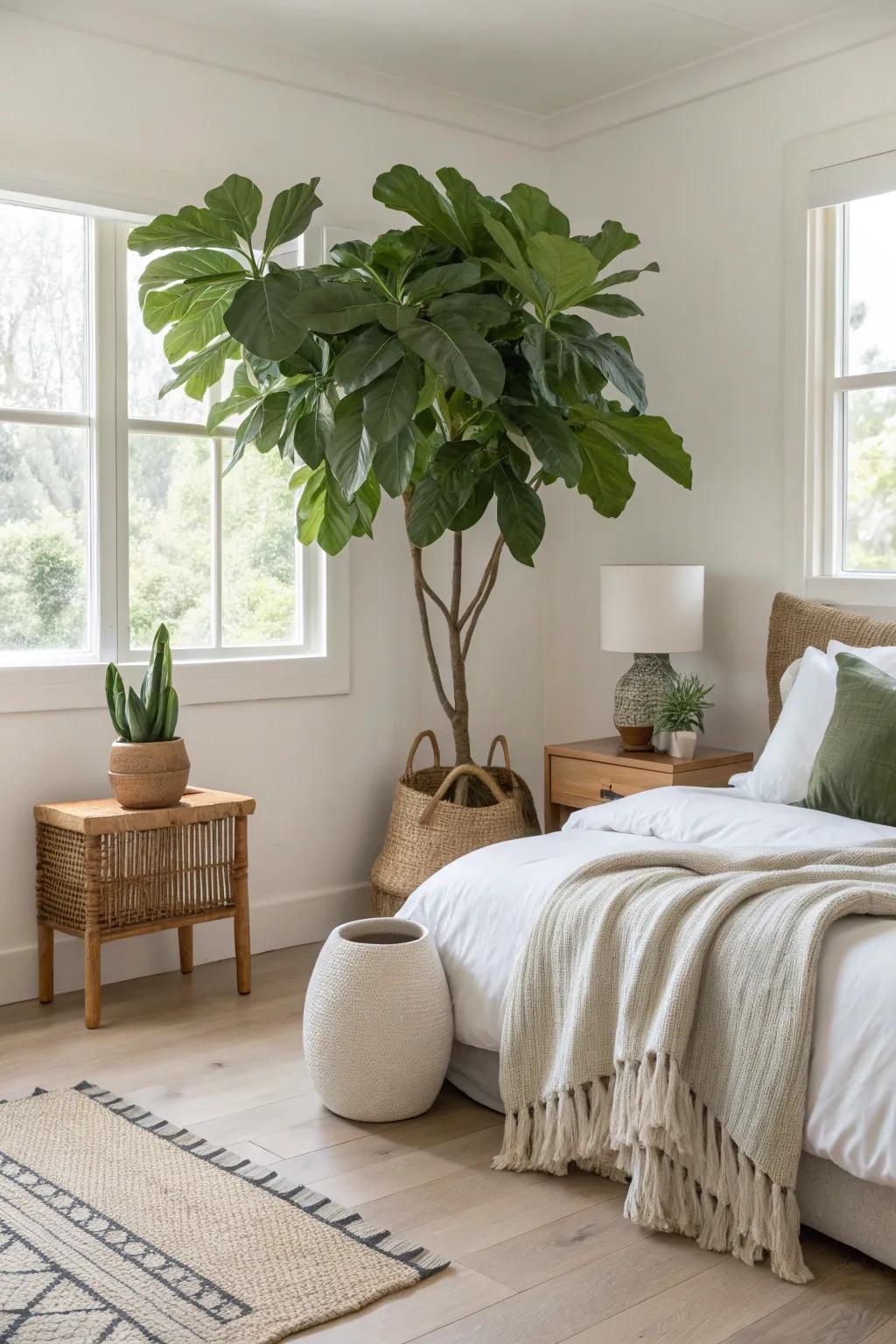 Large leafy plants make a bold statement, offering both beauty and health benefits.
