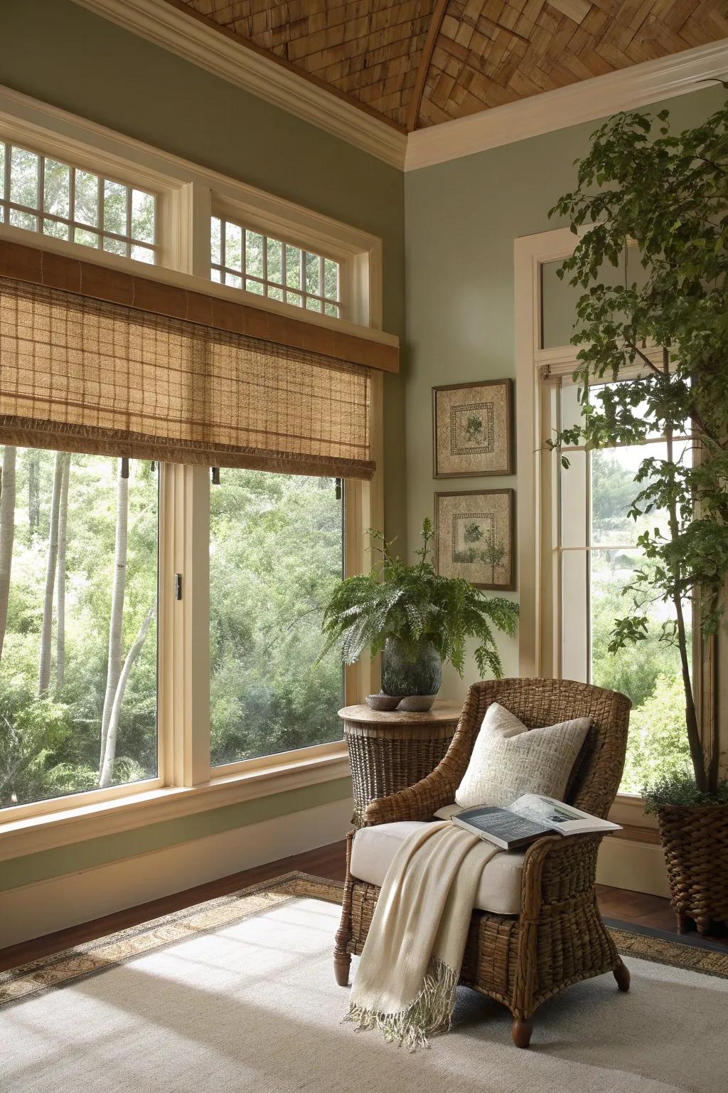 Bamboo box valances are a perfect eco-friendly choice for sunrooms.