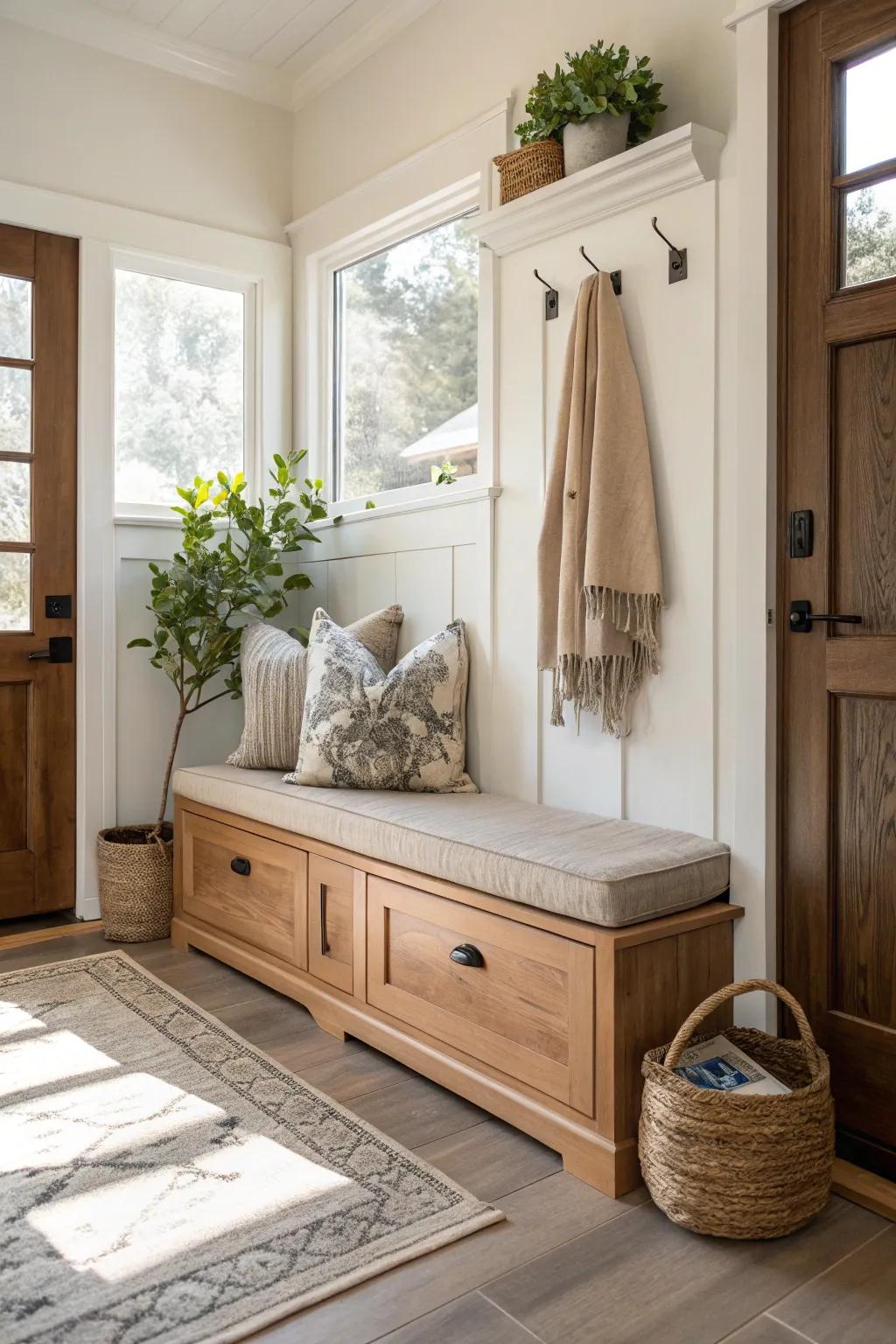 Keep your devices powered up with a convenient charging station in your entryway.