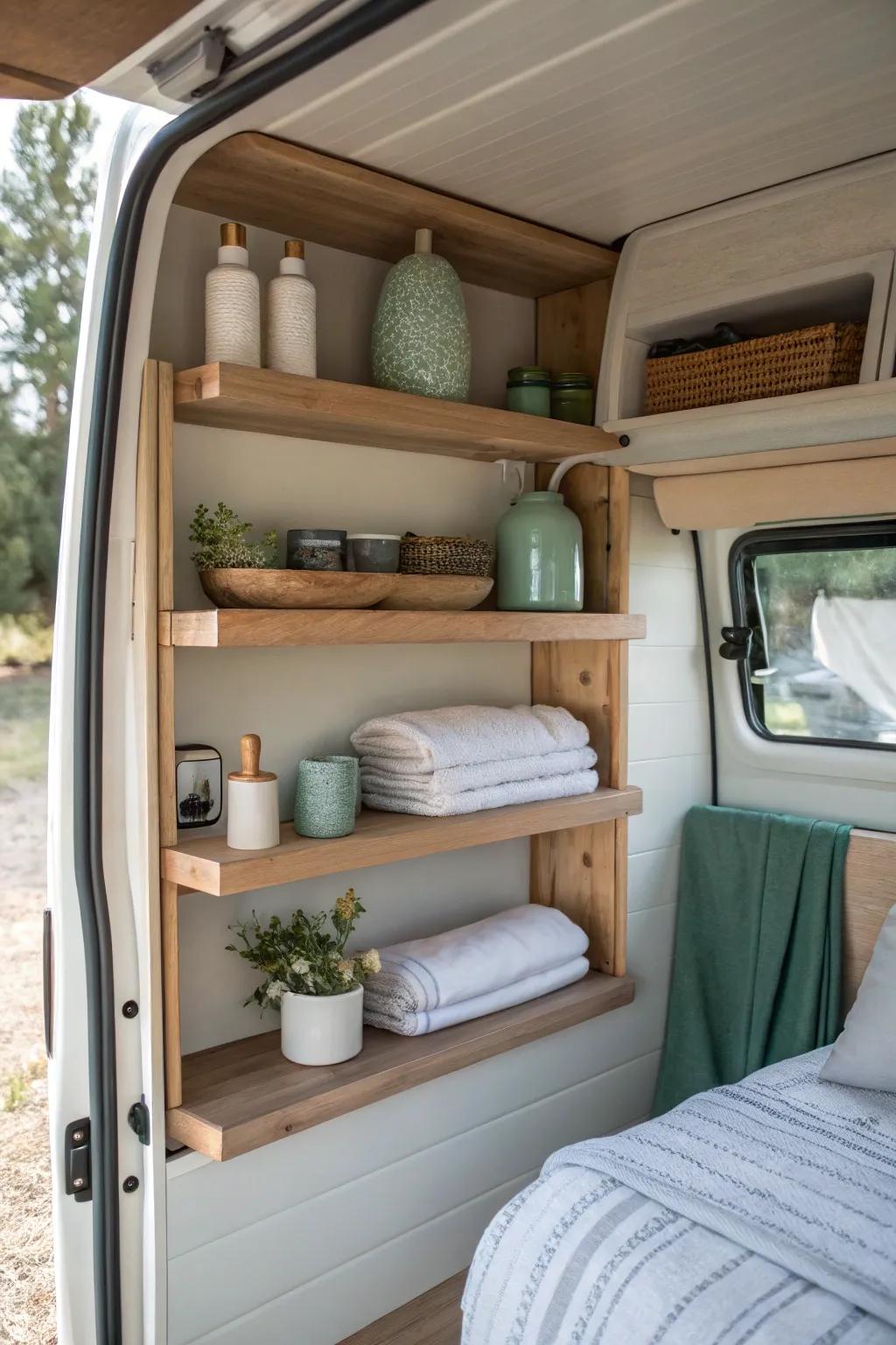 Add depth and display your treasures with stylish layered shelving.