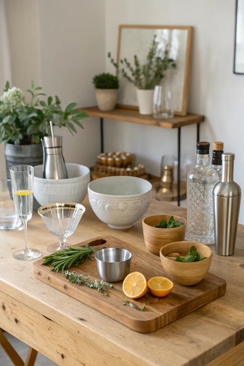 Engage your guests with a DIY cocktail bar that lets them unleash their inner mixologist.