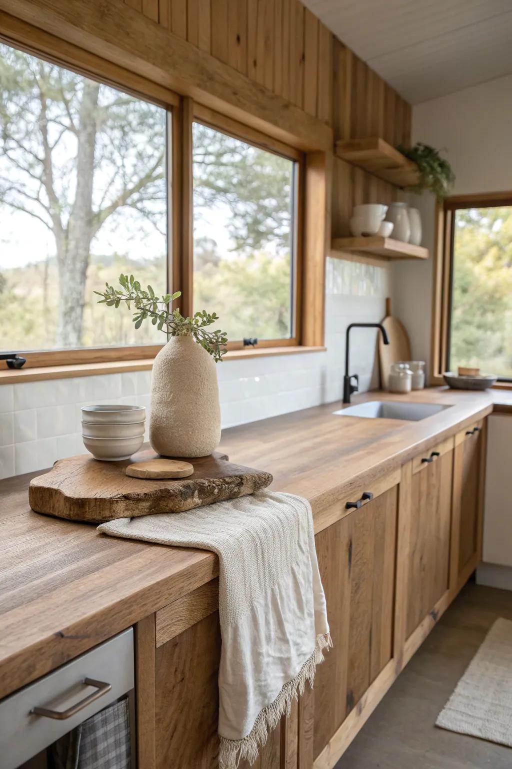 Celebrate nature's artistry with live edge countertops that become the heart of your kitchen.