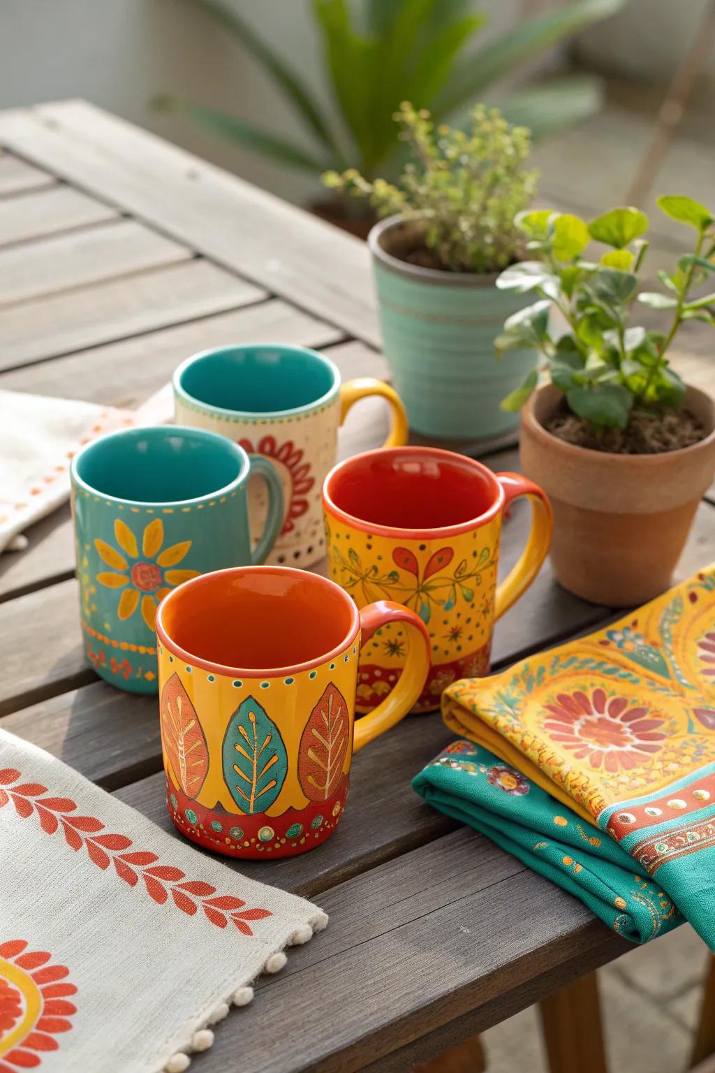 Brighten up mornings with these stunning hand-painted ceramic mugs.