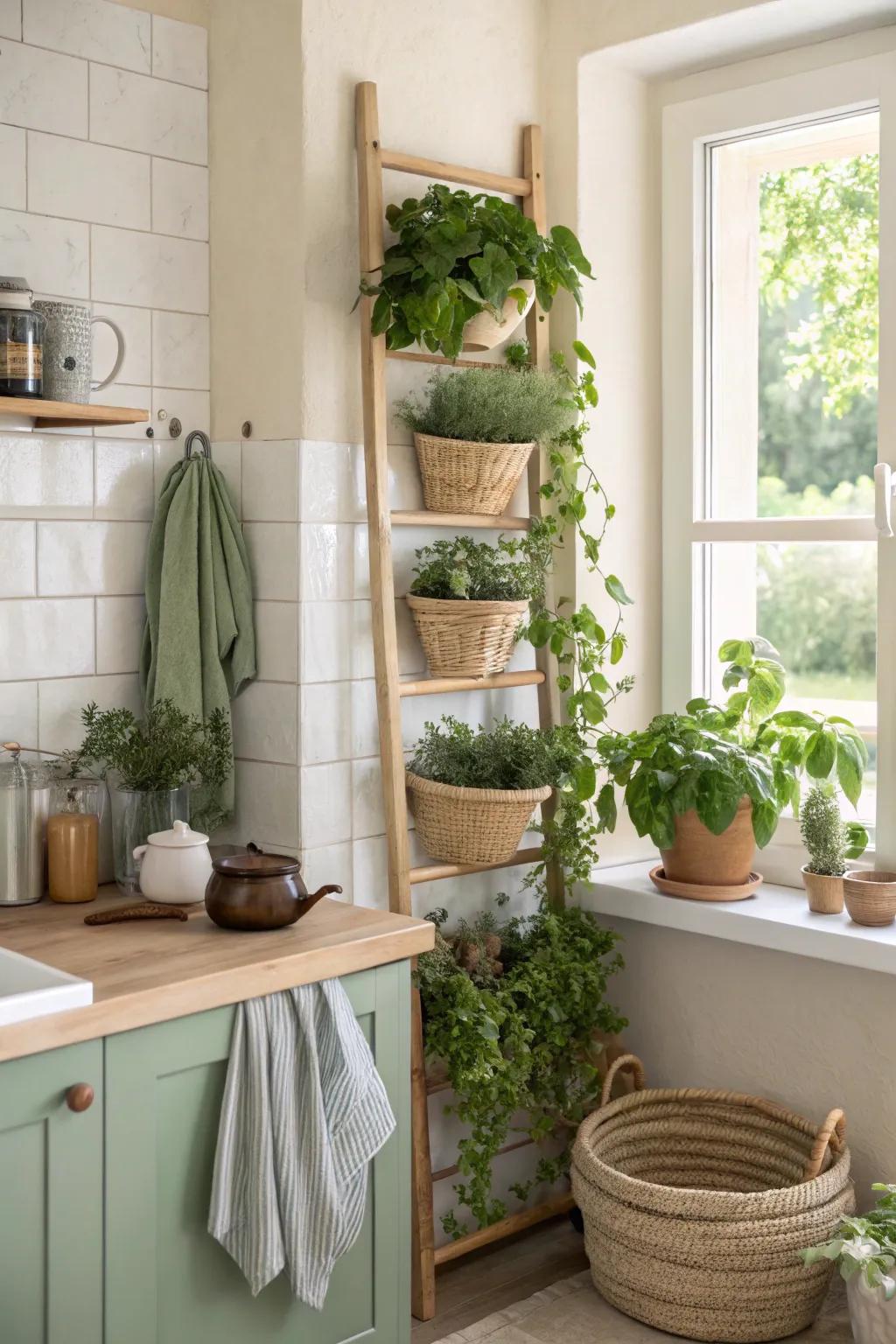 Bring nature indoors with a vertical herb garden niche.