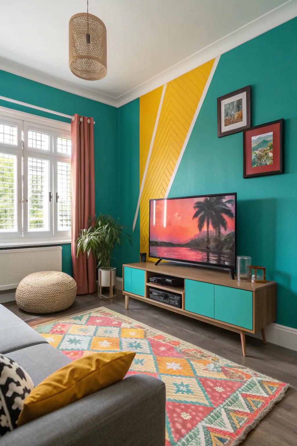 Optimize your space with a corner TV nook that keeps your living room open and airy.