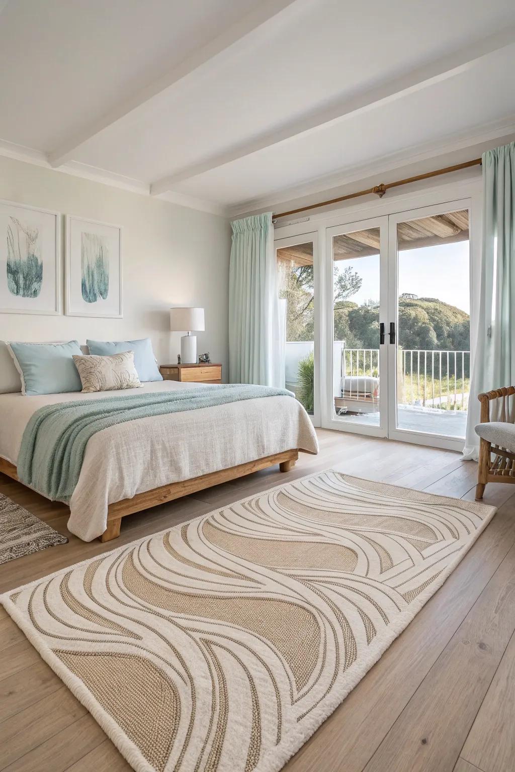 Introduce wave patterns to bring a sense of flow and tranquility to your decor. I find these patterns particularly soothing in bedrooms and bathrooms.