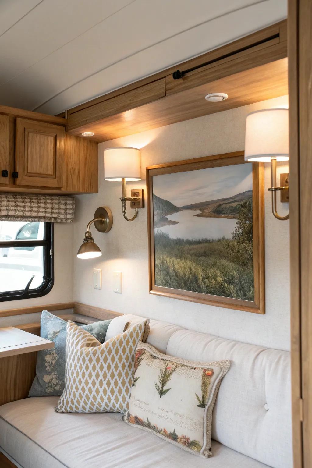 Bring out the beauty in your RV with elegant accent sconces. 🖼️ #ArtisticTouch #RVDecor