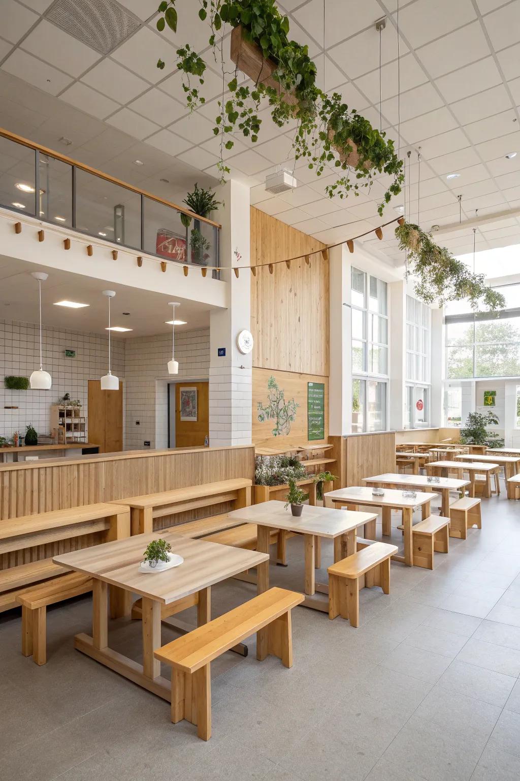 Create a dynamic dining space with innovative seating arrangements that invite conversation. 🍽️ #SeatingInnovation #CafeteriaDesign