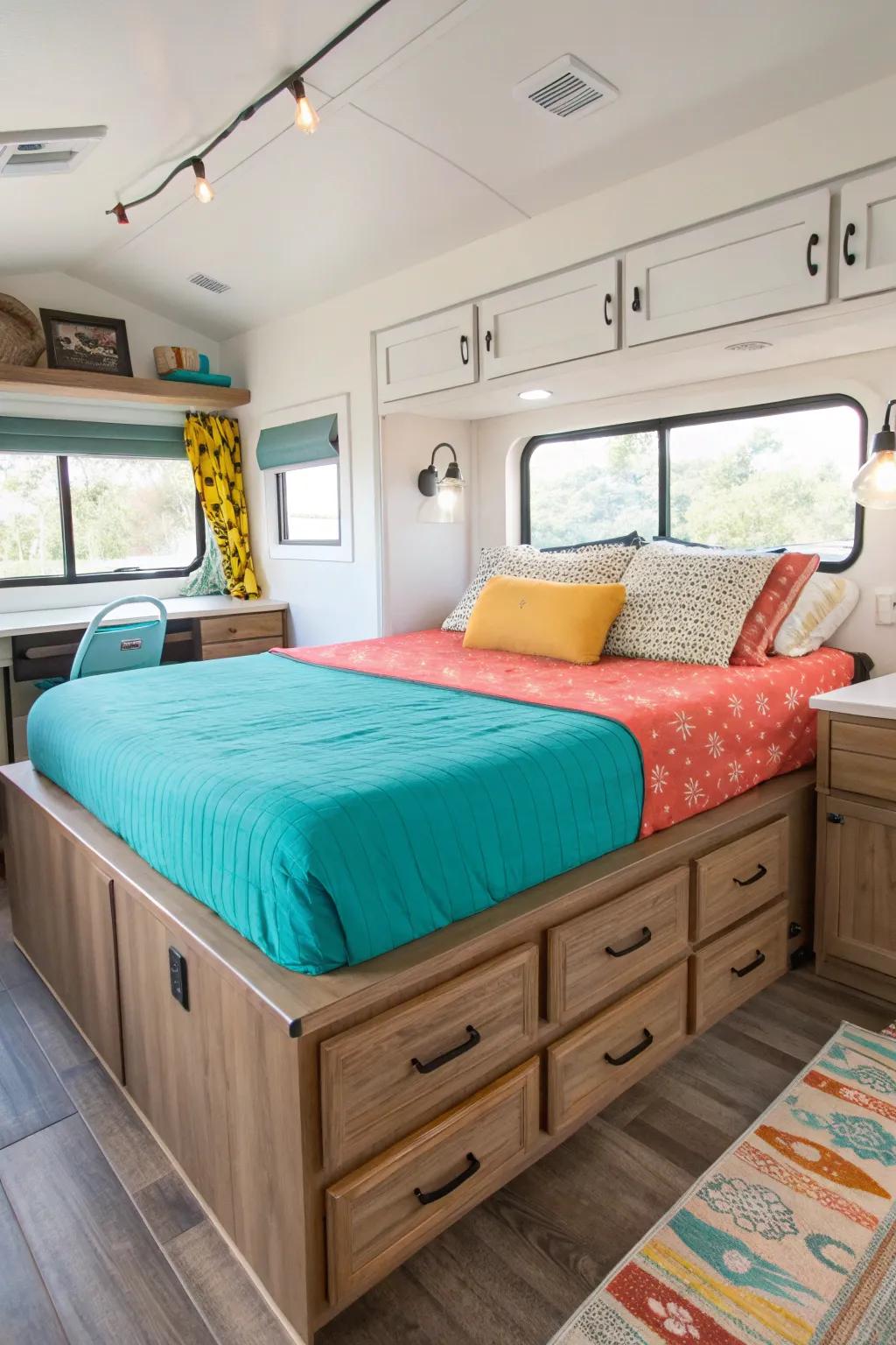 Maximize space with furniture that serves multiple functions.