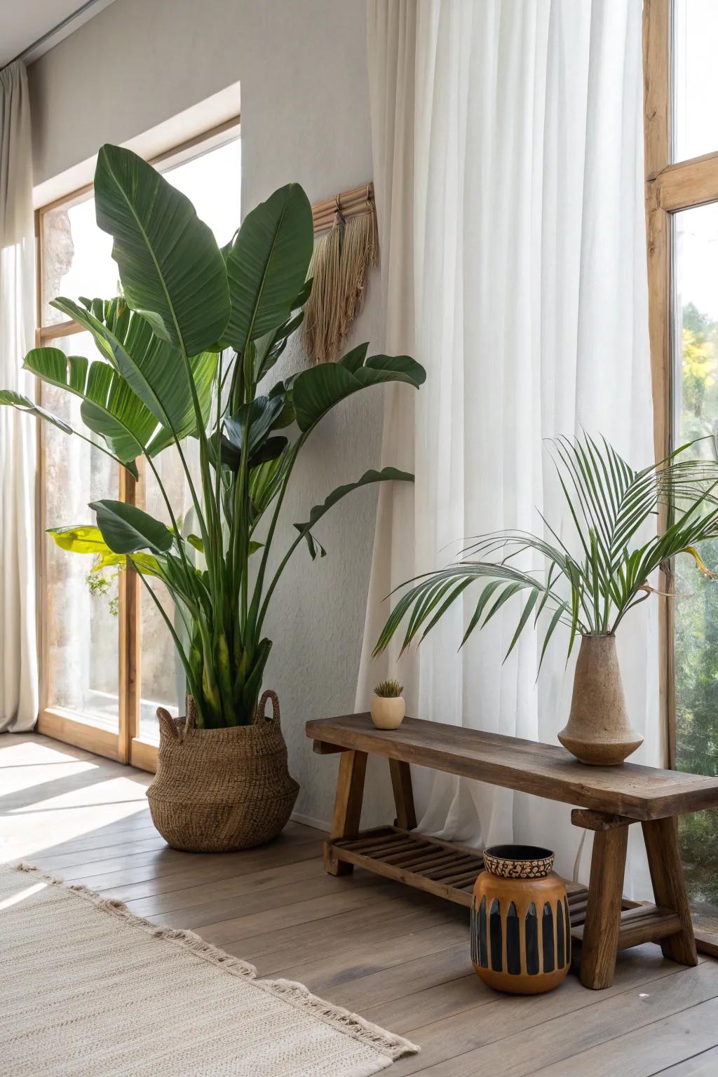 Escape to a tropical paradise with vibrant colors and lush greenery. 🌴 #TropicalDecor #VacationVibes