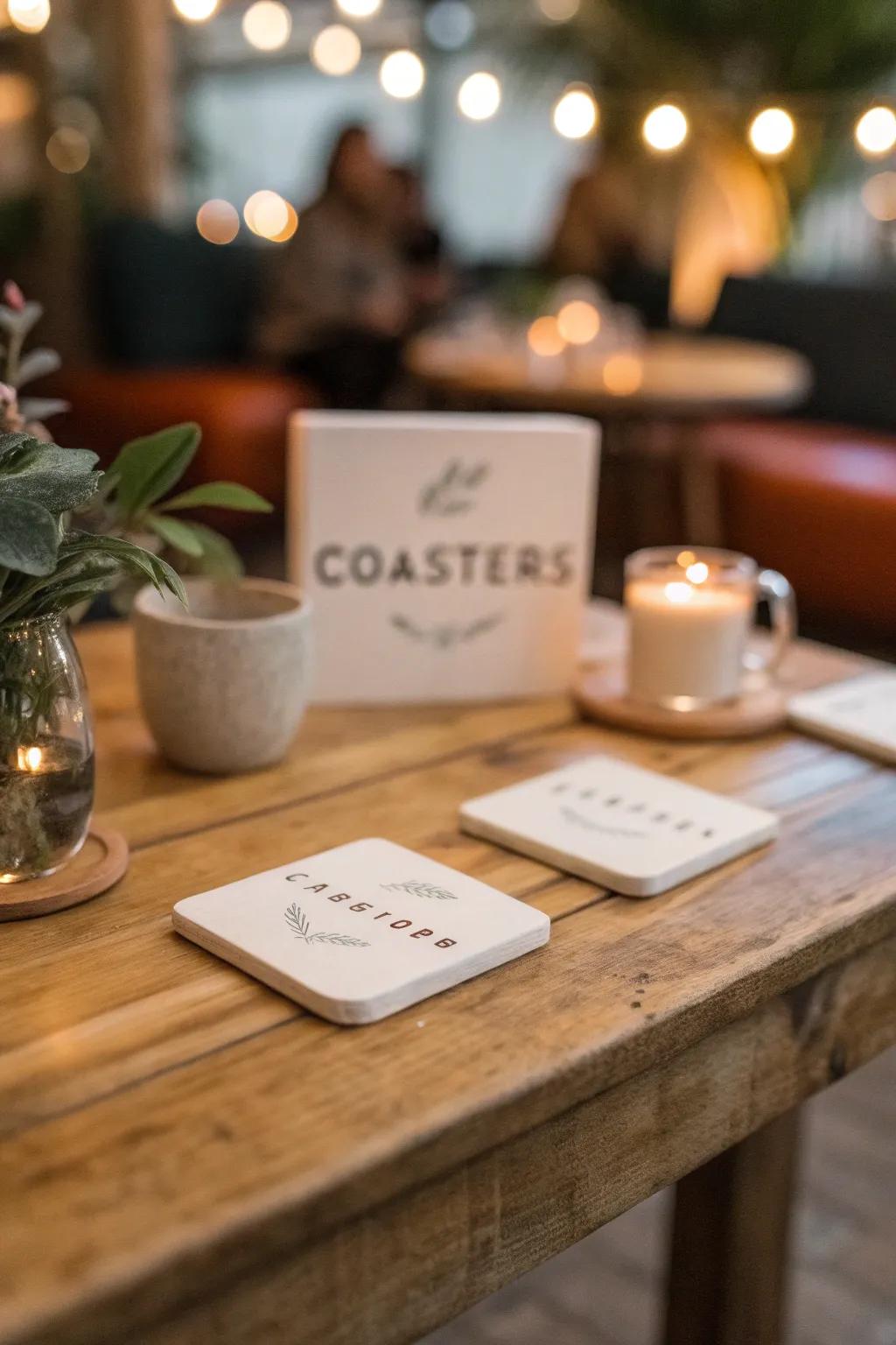 Add a personal touch with custom coasters that make a statement. #CoasterDesign #PartyDetails