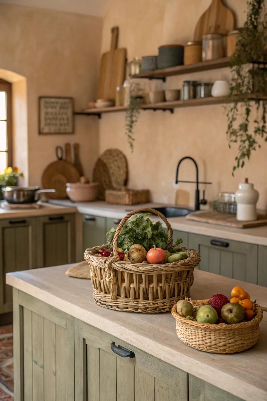 Enhance your kitchen with subtle earthy accents that add character and warmth. #EarthyAccents #CozyKitchen