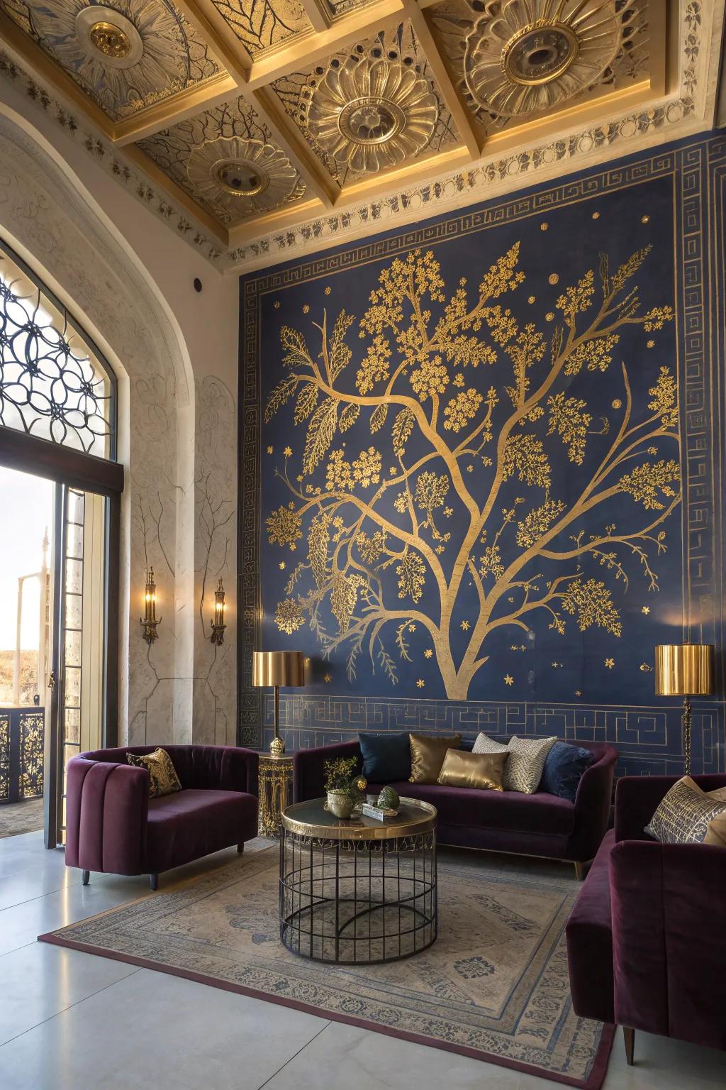 Turn your wall into a masterpiece with a stunning mural. 🎨 #MuralArt #LivingRoomDecor