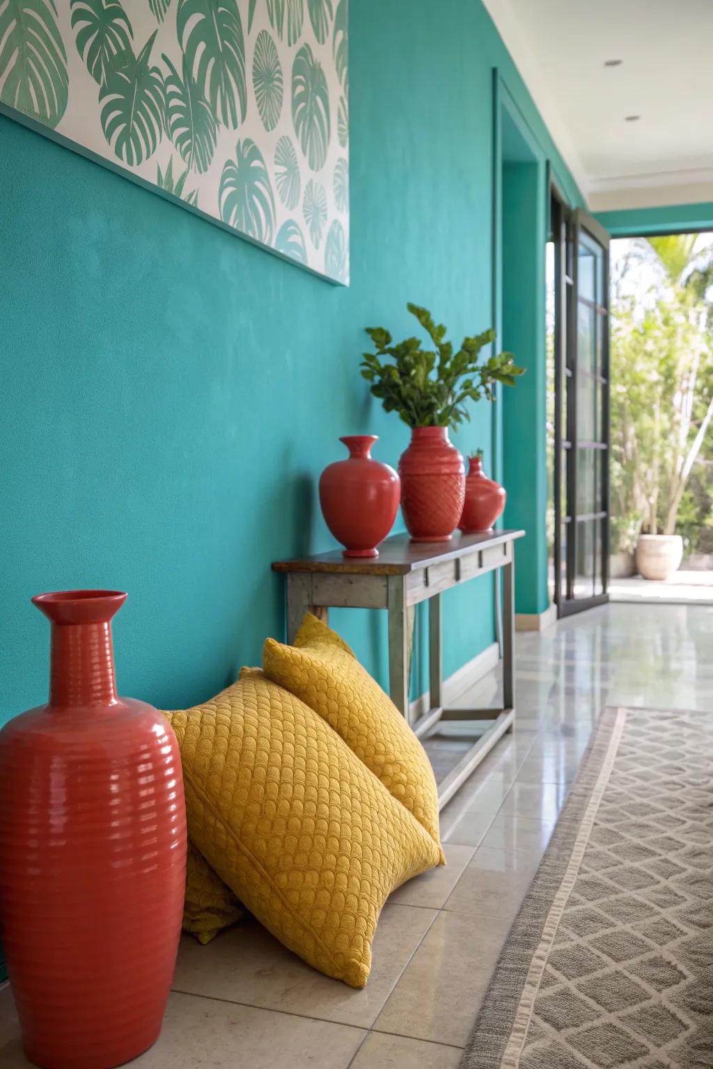 Transform your space with a vibrant accent wall. 🎨 #AccentWall #ColorSplash