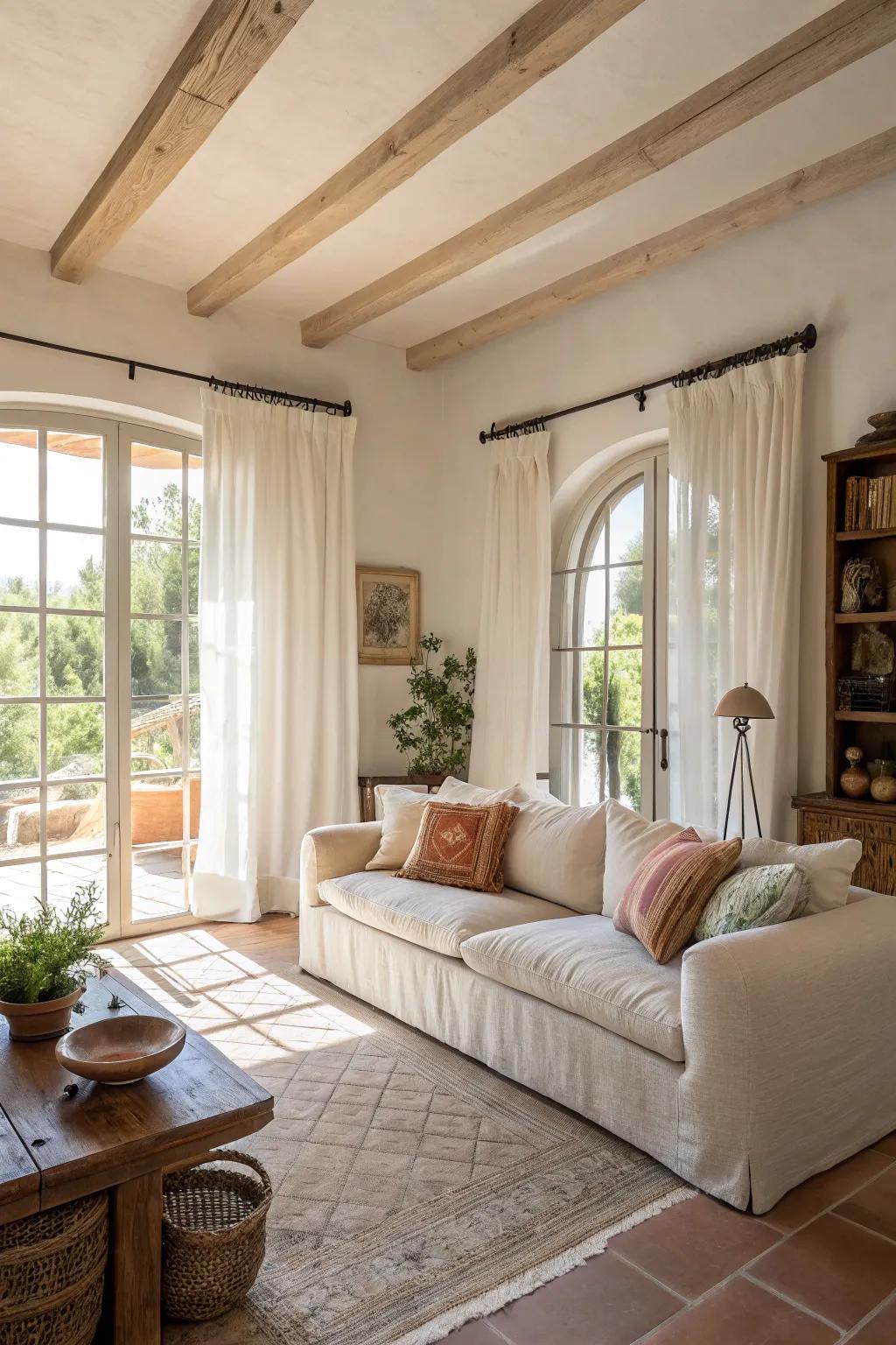Maximize natural light for a bright and cheerful ambiance, perfect for Mediterranean spaces.