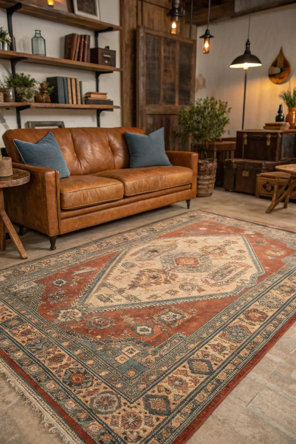 Bring character to your home with vintage rugs that tell a story. #VintageVibes #RugLove #CozyInteriors