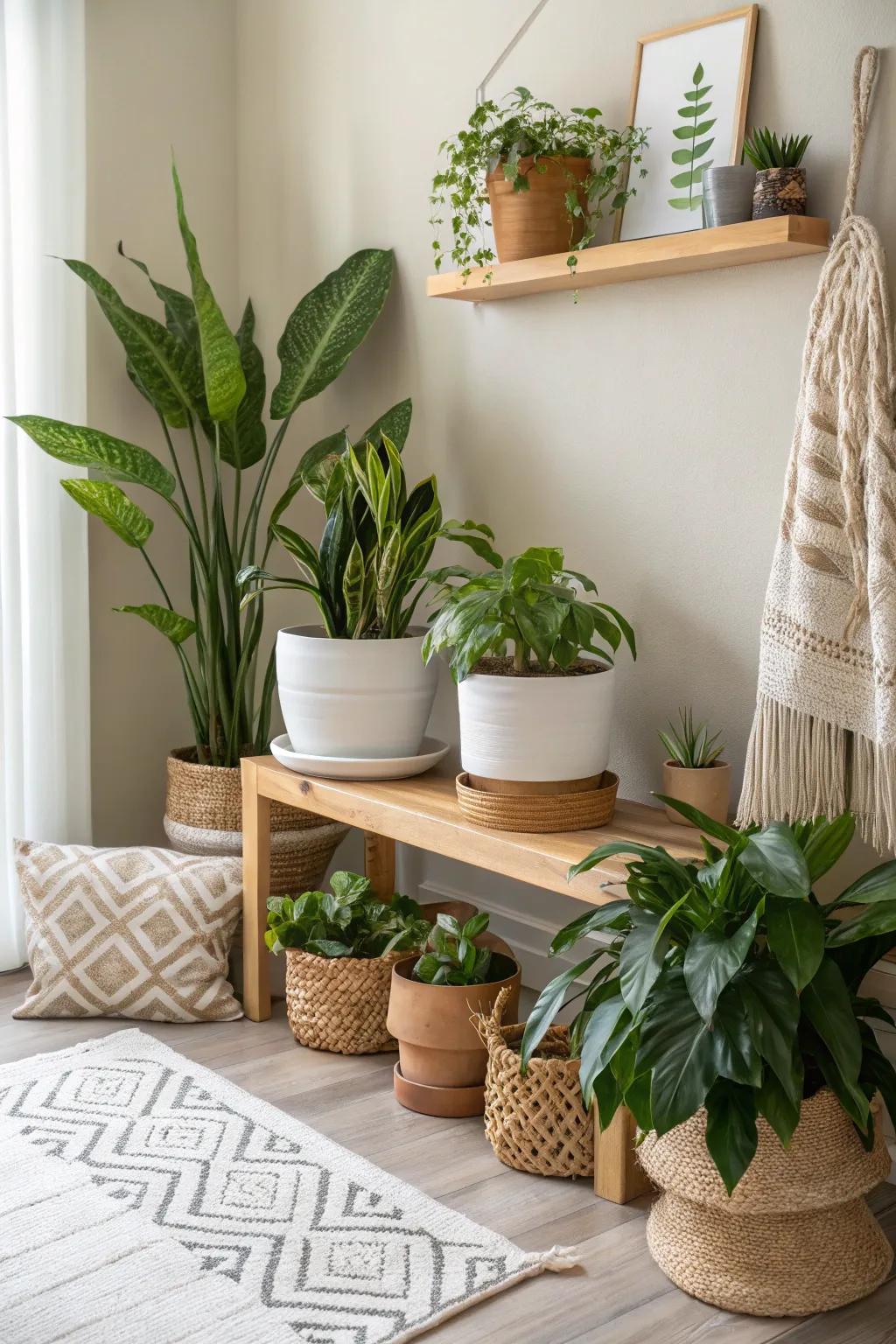 Create a lush indoor oasis with vibrant houseplants.