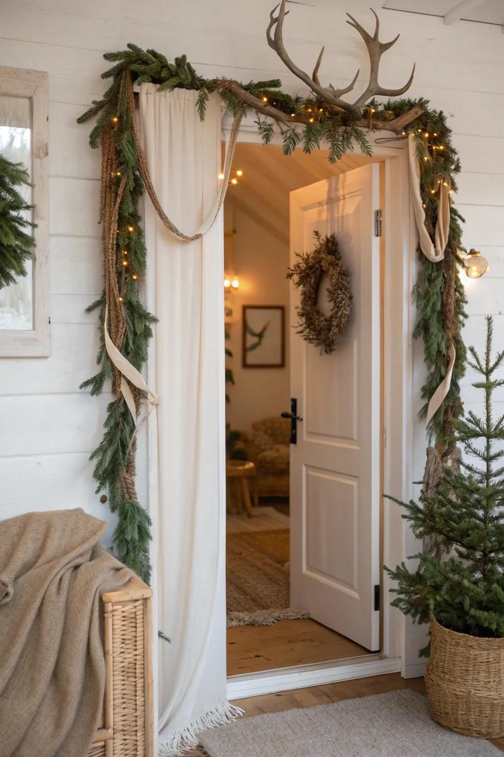 Bring the beauty of nature to your door with an antler-themed garland.