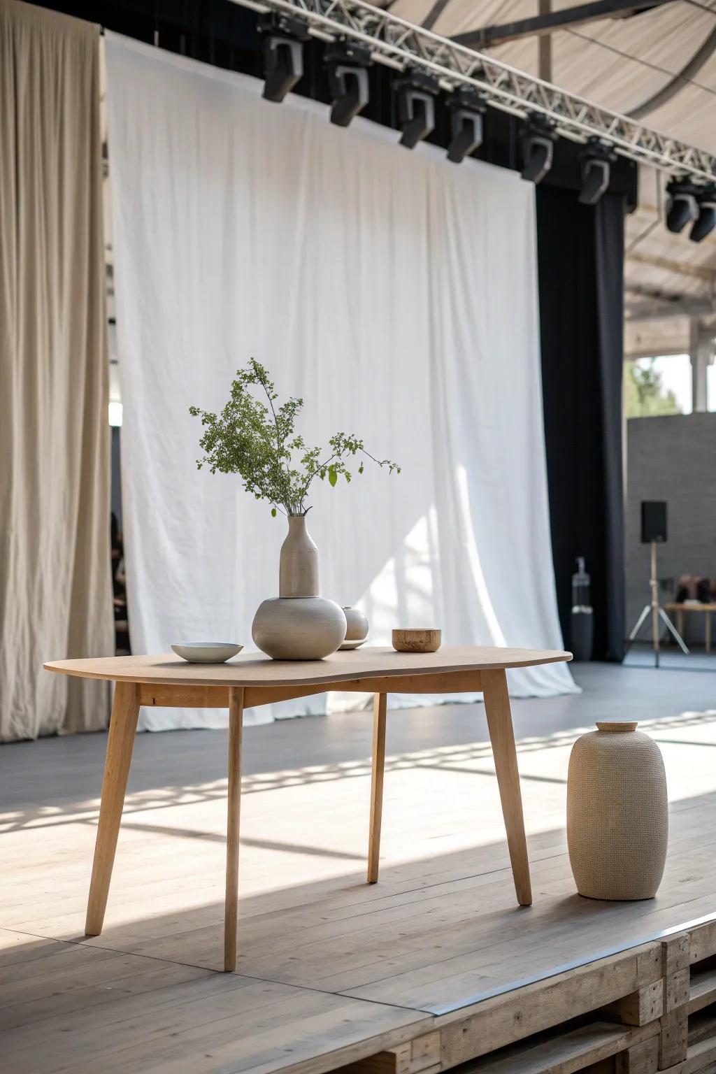 Embrace simplicity with a minimalist chic stage design. 🖤🤍 #MinimalistDesign #ChicDecor #SimpleElegance