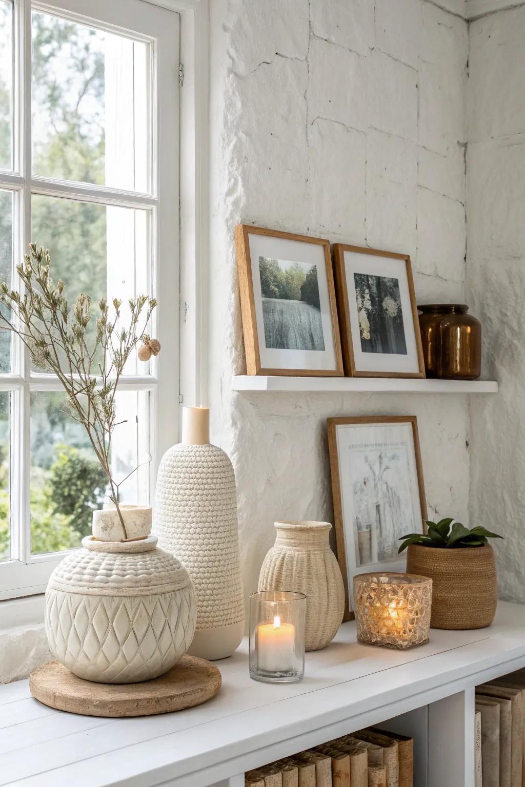 Personal mementos bring warmth and character to your white interiors.