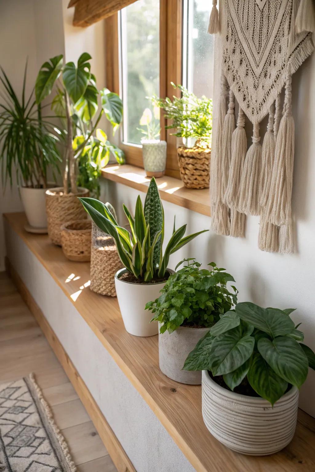 Bring nature indoors with a ledge that blooms into a vibrant green oasis. 🌿