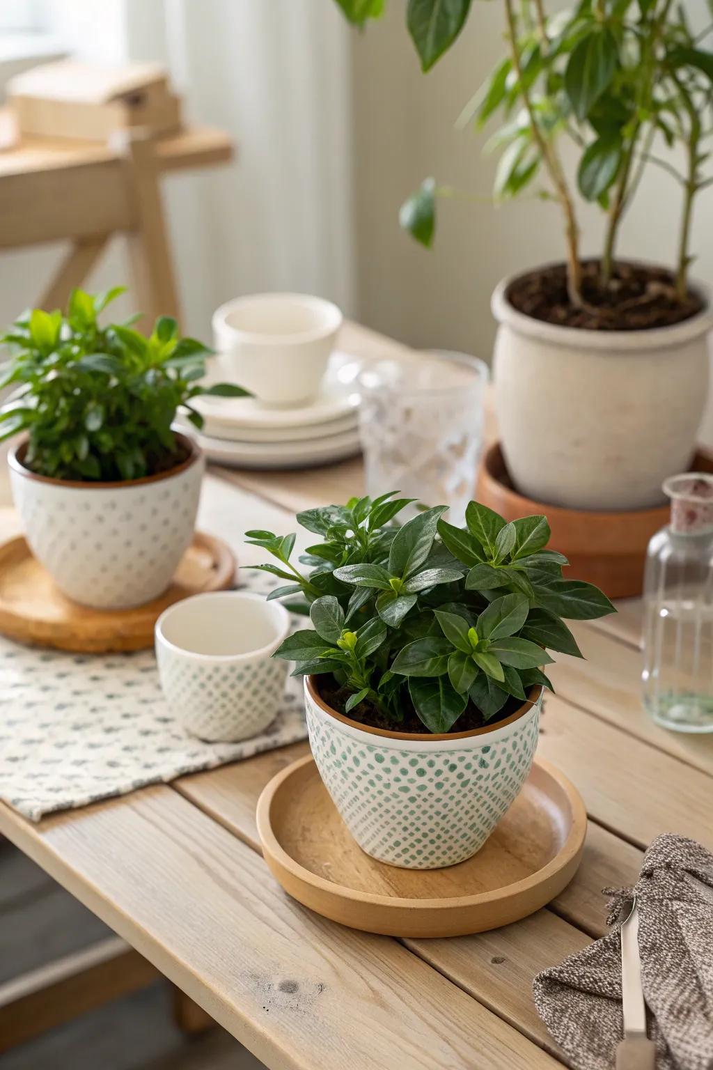 Vinca makes for an elegant, fresh centerpiece on any table. 🍽️🌿 #TableDecor #HomeStyle