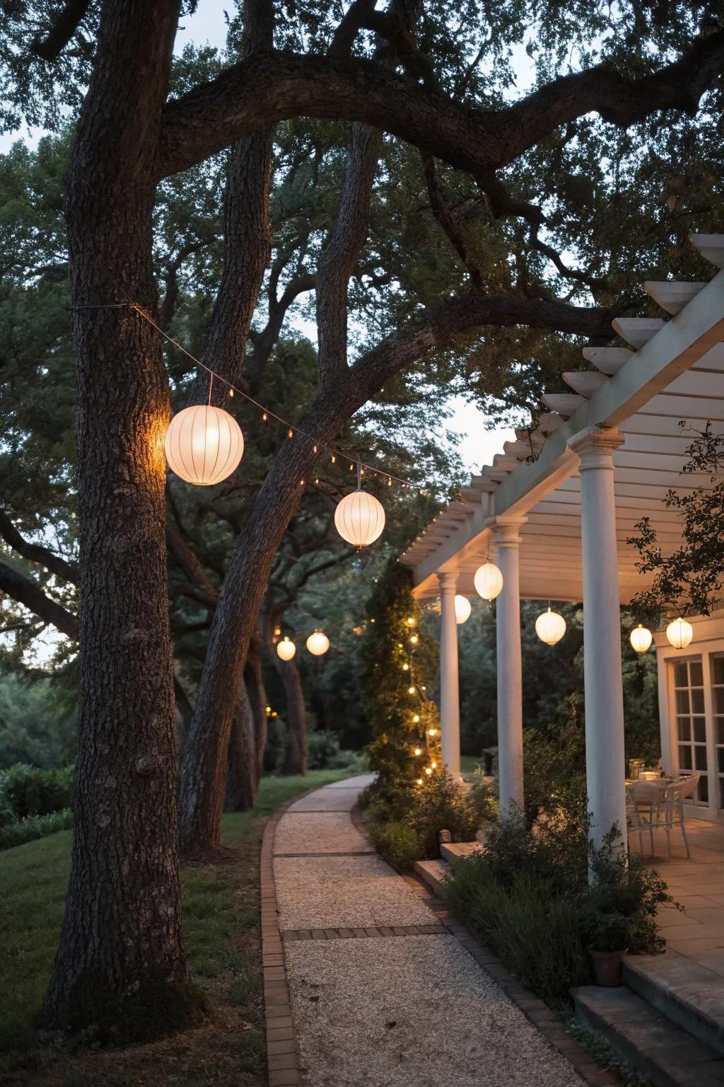 Enchant your garden with whimsical light spheres that dance in the night. ✨🌲 #LightSpheres #HolidayWhimsy