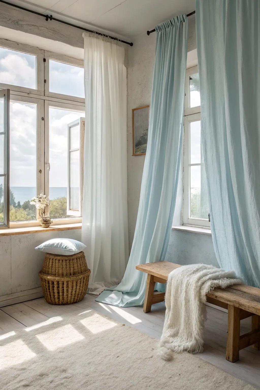 Let in the light with airy curtains that complete your cloud-inspired space. 🌼 #WindowStyle #SunnySpaces
