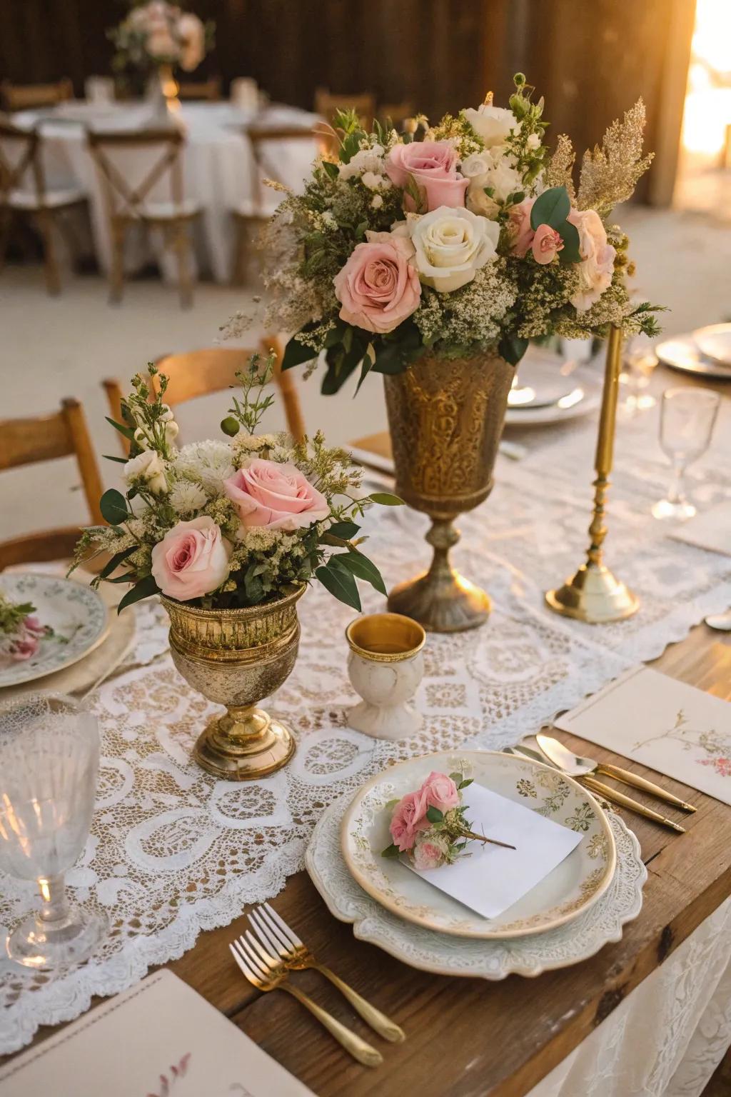 Bring timeless elegance to your event with vintage decor pieces. 🌷