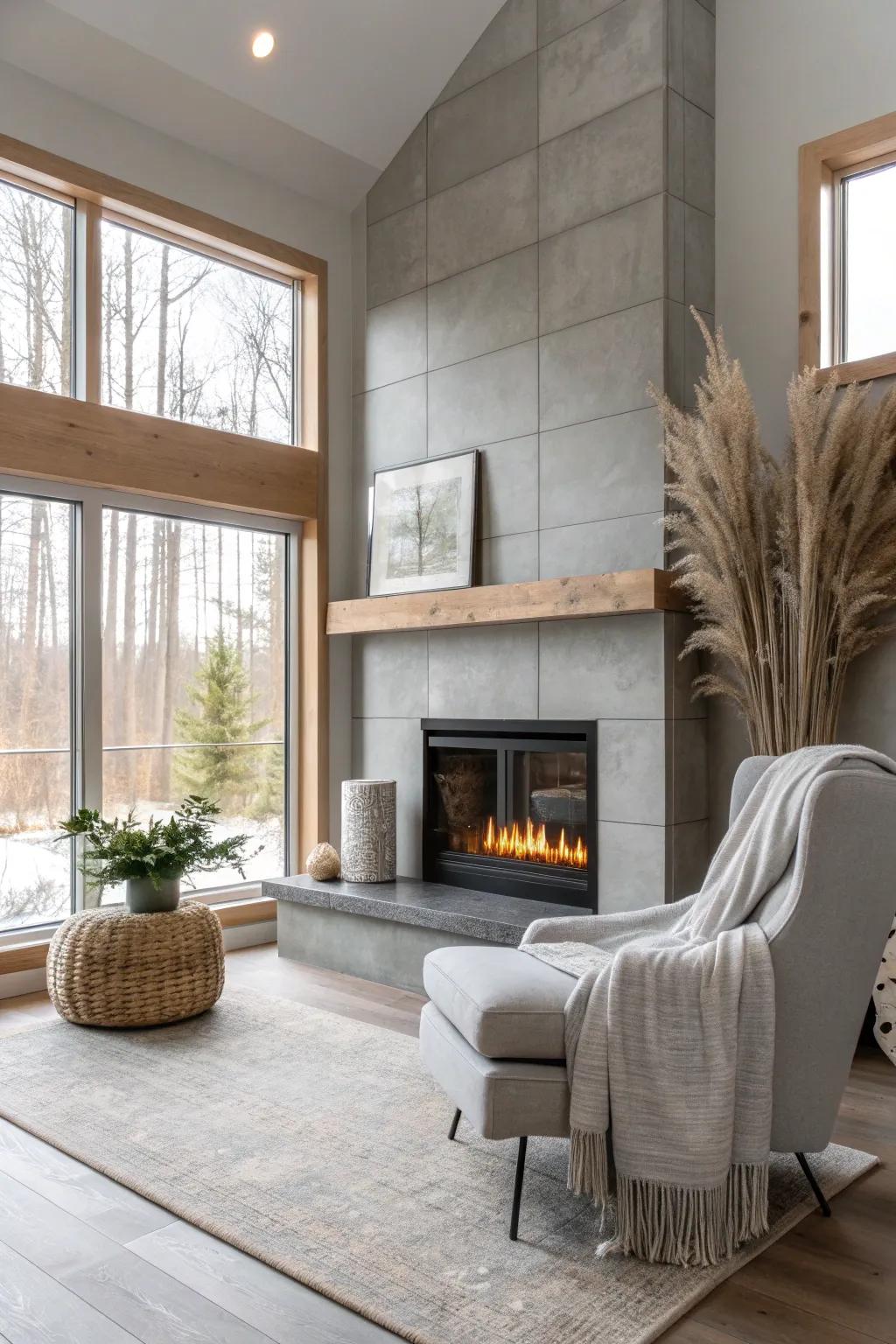 Add an industrial edge to your space with concrete-look tiles that exude urban chic. 🏙️