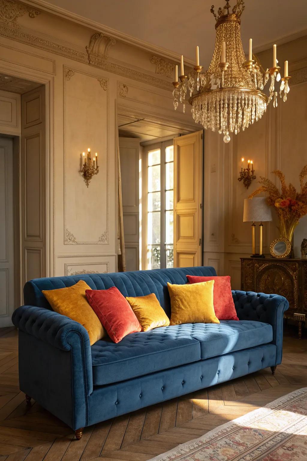 Combine comfort and elegance with plush upholstered seating. #Upholstery #FrenchLivingRoom #ComfortAndStyle