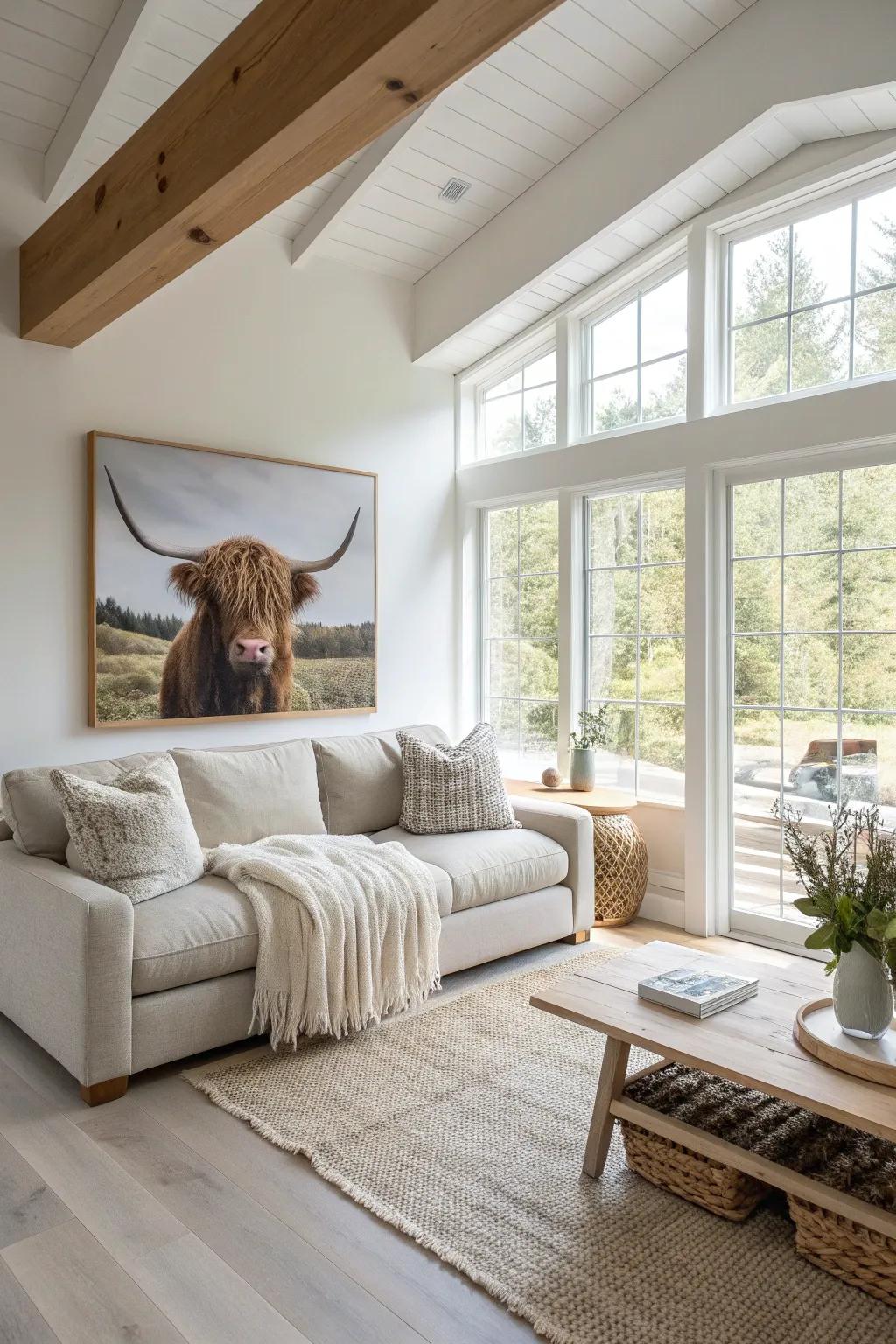 Embrace the beauty of natural light to enhance your living room's inviting atmosphere. 🌞 #LightAndBright #HomeDecor