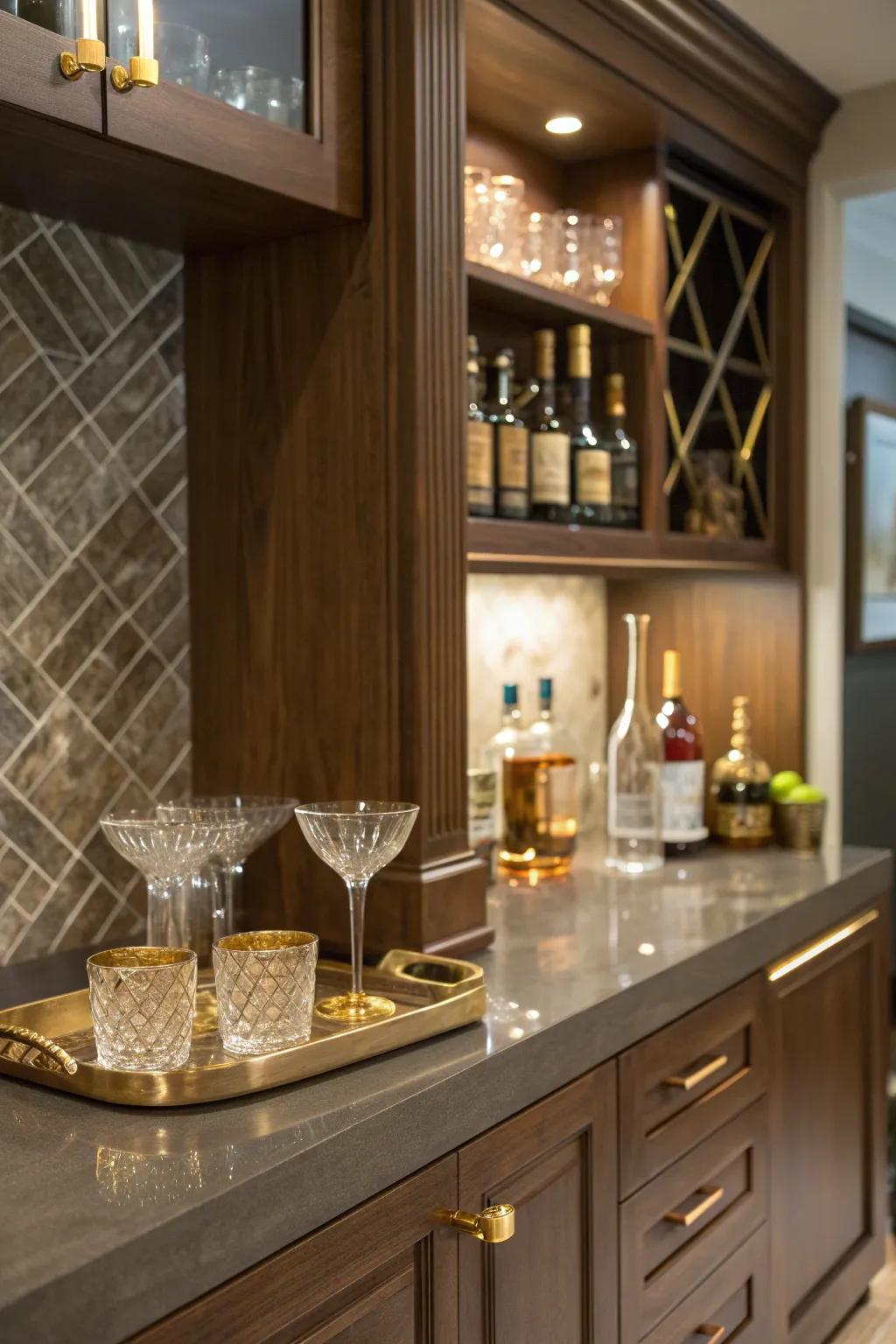 Cheers to good times with a stylish mini bar niche. 🍸 #HomeBar #EntertainingIdeas
