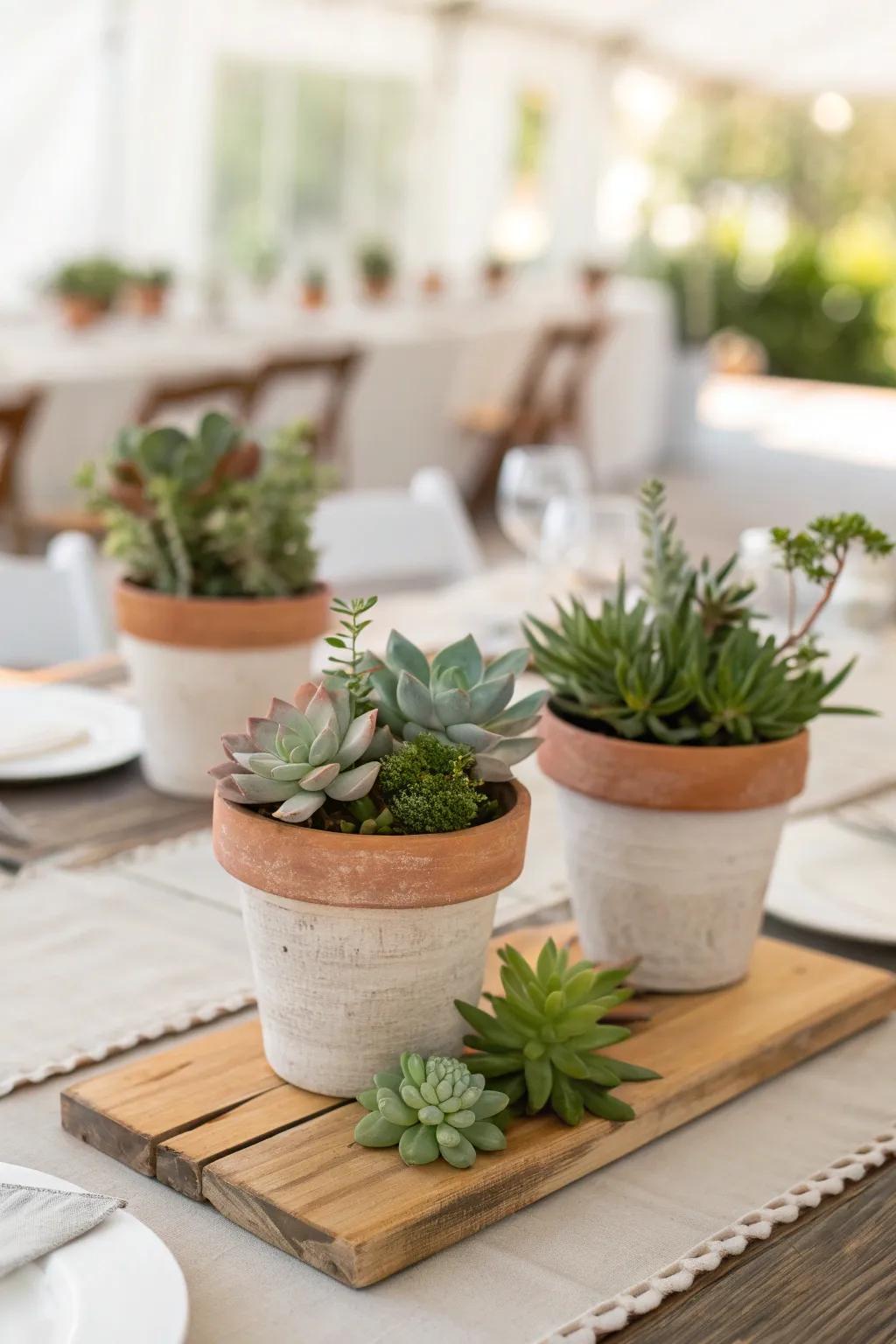 Potted plants make for lasting, living decor. 🌿 #LivingDecor #GreenWeddings