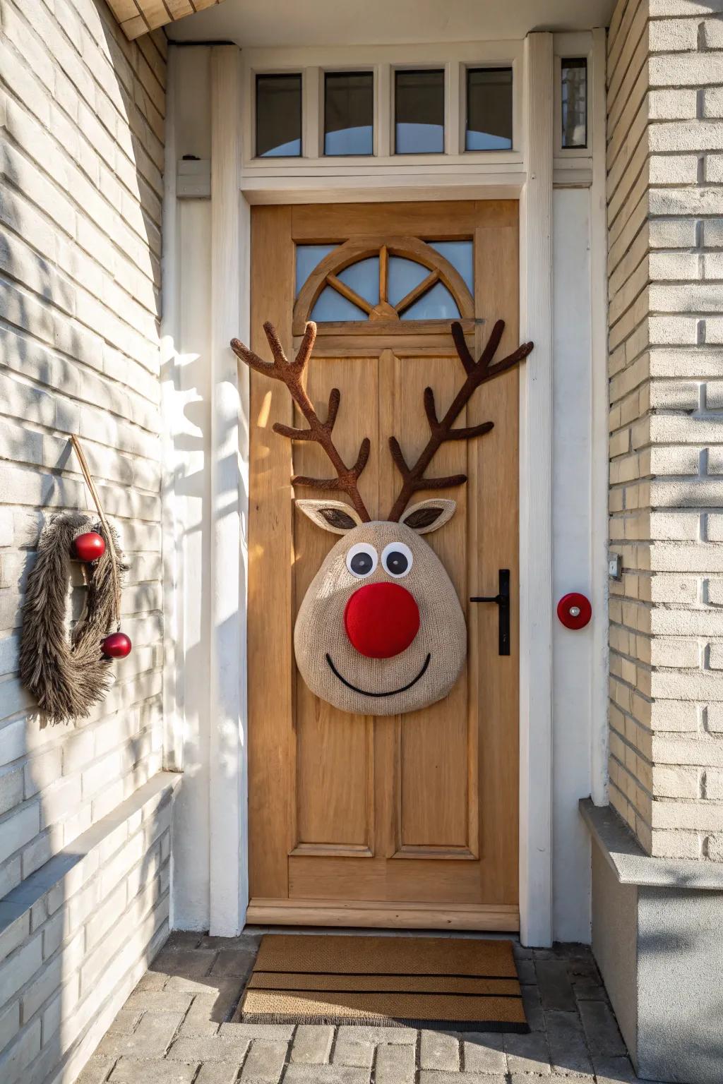 Bring a smile with a playful Rudolph-inspired red nose accent. 🎈 #RudolphNose #FestiveFun