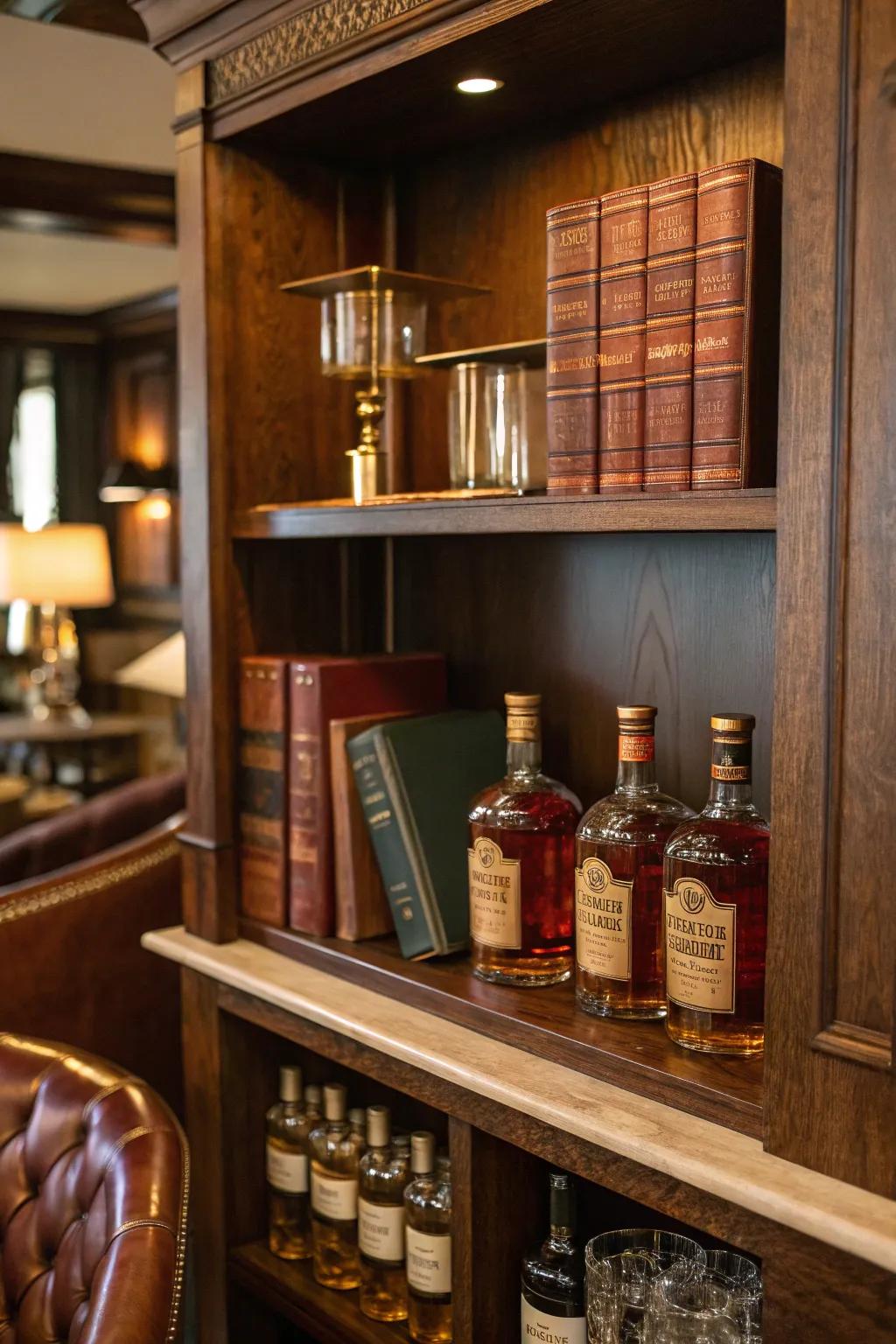 Showcase your books and spirits together with a repurposed bookshelf display. 📚🥃 #BookshelfHack #HomeStyling