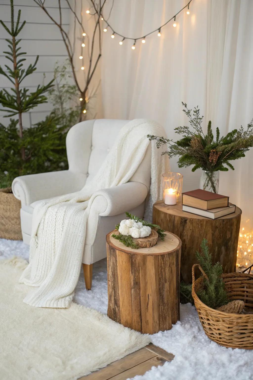 Combine white with natural wood for a harmonious and inviting home. #WoodAndWhite #CozyInterior