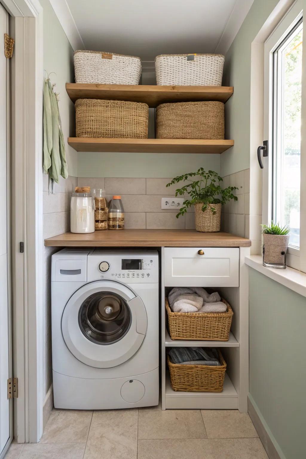 Turn unused hallway space into an efficient laundry area.