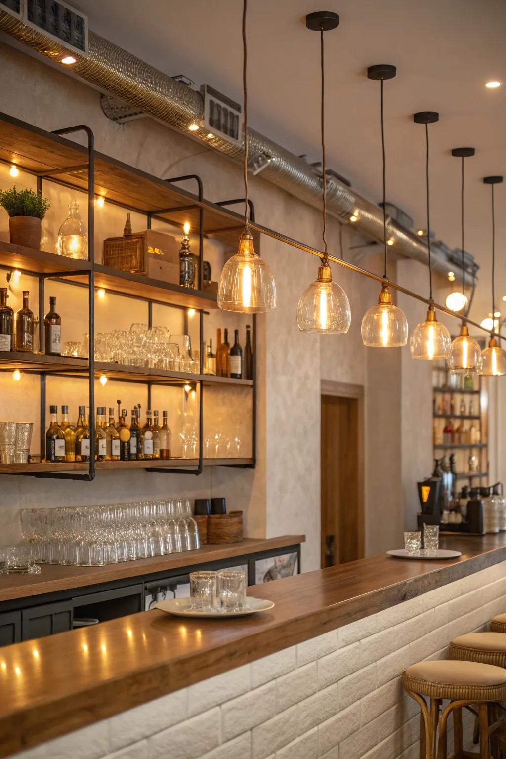 Add nostalgia with vintage bulbs that bring cozy charm to your bar.