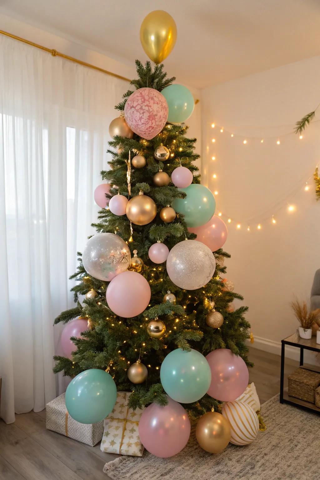 Float into celebration with balloon clusters that add a playful and lighthearted touch to your tree.