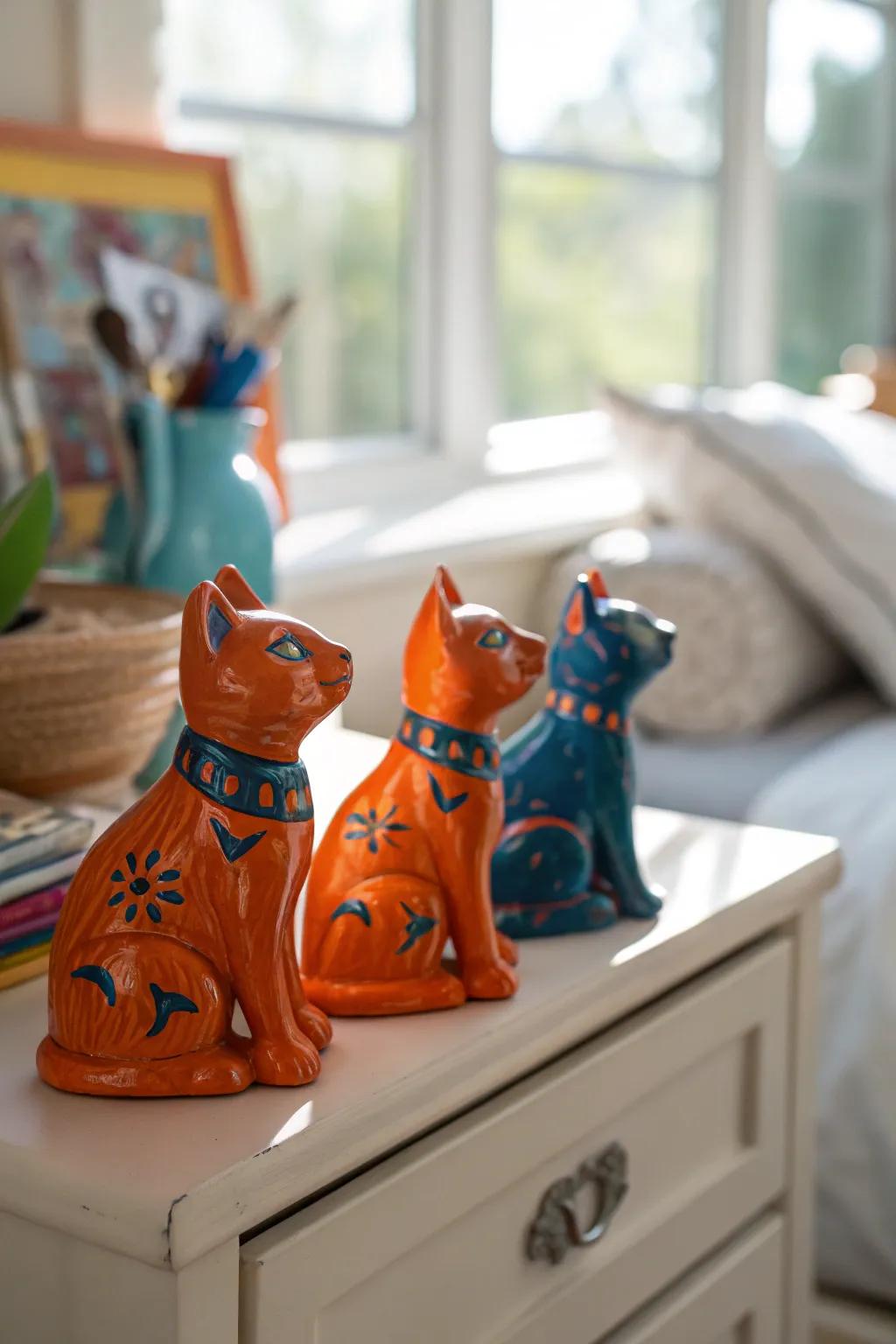 Enchant your space with ceramic cats that bring a playful touch to your decor.