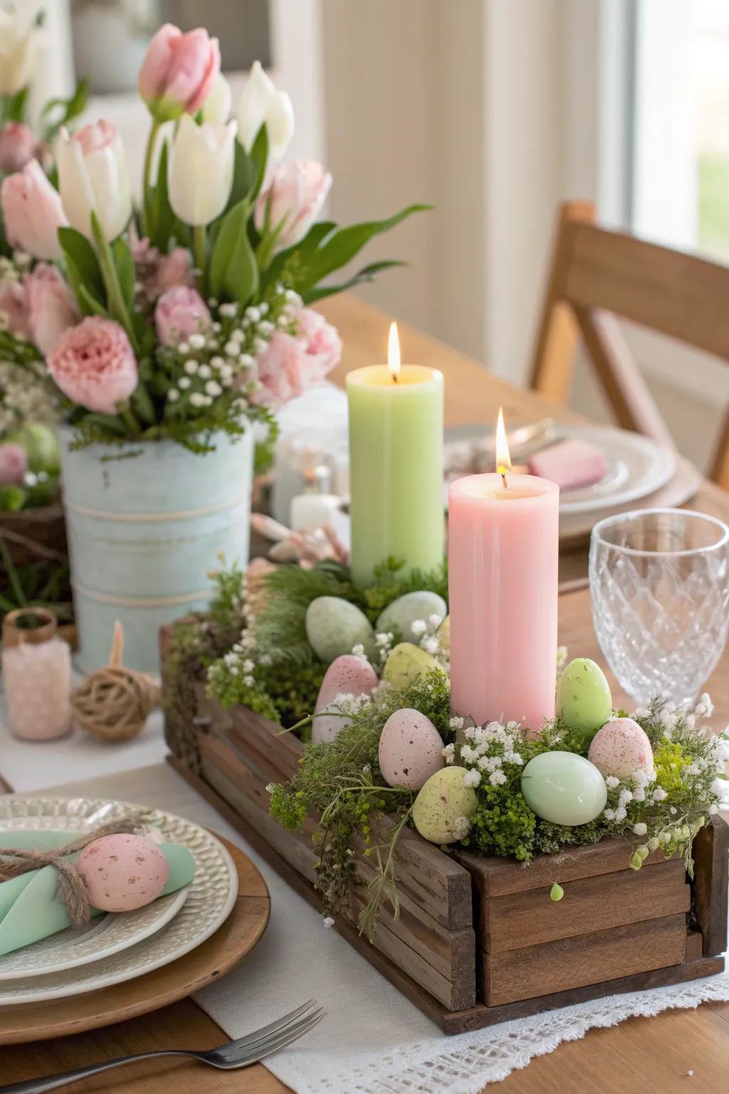 Light up your Easter with the classic elegance of candles and fresh flowers.