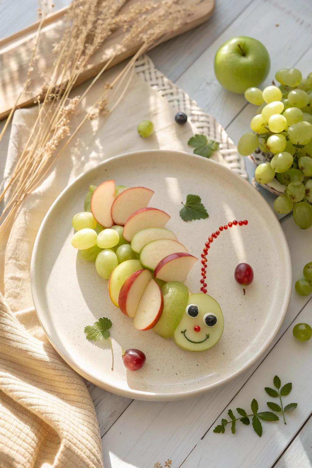 Add a dash of playfulness to your table with this charming fruit caterpillar.