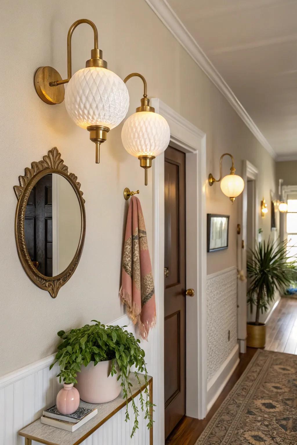 Add a playful twist to your hallway with whimsical sconces that delight the senses.