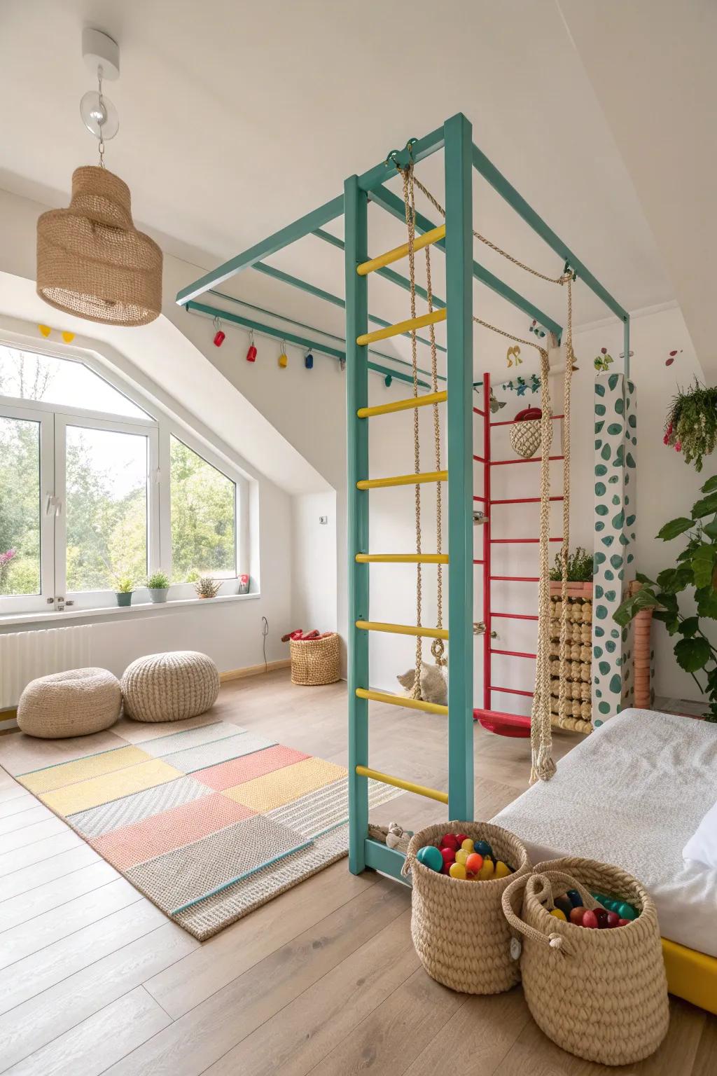 Bright colors invigorate the space, inspiring creativity and joy.