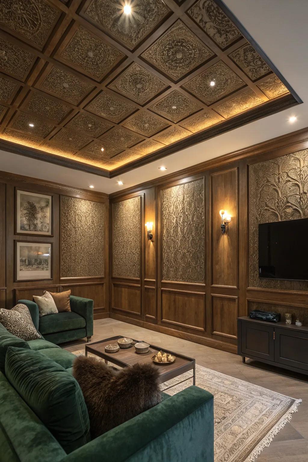 Add subtle elegance with textured panels that enhance your living room's ambiance.