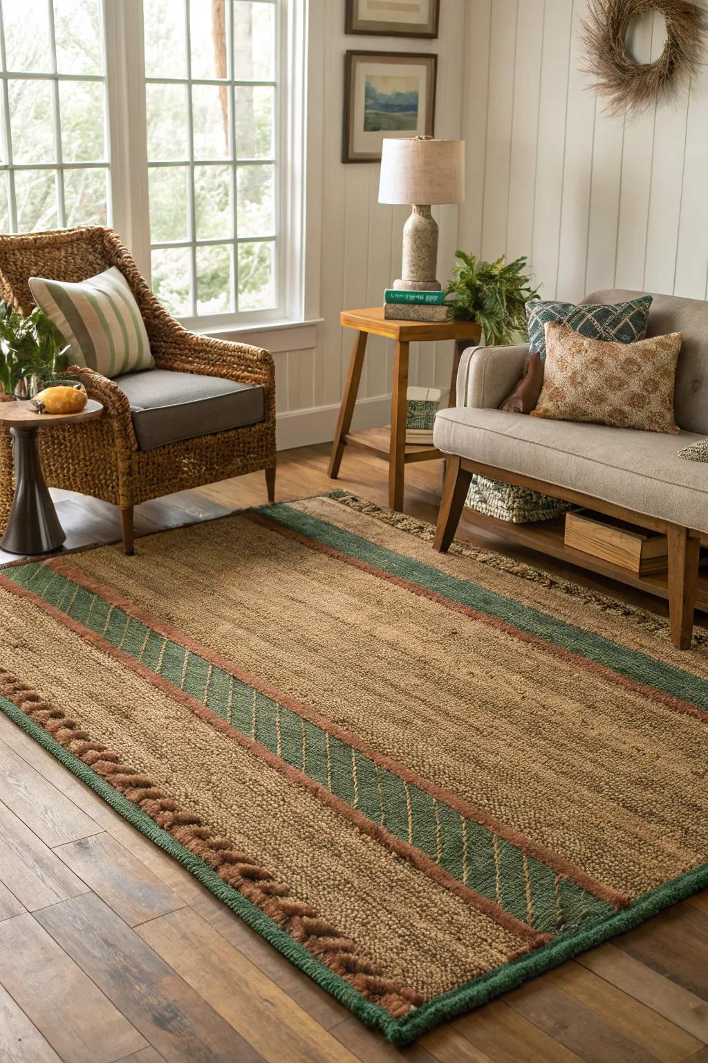 Choose eco-friendly rugs that offer style and sustainability. #EcoFriendly #SustainableLiving #RugDesign