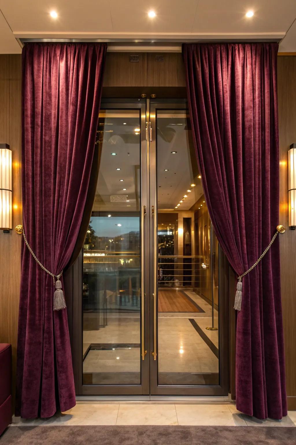 Velvet curtains add an air of luxury, perfect for creating a sophisticated space. ✨🛋️ #OpulentInteriors #LuxuriousLiving